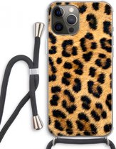 Case Company® - Hoesje met koord geschikt voor iPhone 12 Pro Max hoesje met Koord - Luipaard - Telefoonhoesje met Zwart Koord - Extra Bescherming aan alle Kanten en Over de Schermrand