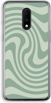 Case Company® - Hoesje geschikt voor OnePlus 7 hoesje - Swirl Groen - Soft Cover Telefoonhoesje - Bescherming aan alle Kanten en Schermrand