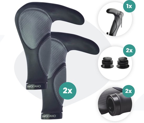 Poignées de vélo de forme ergonomique Voltano - Fixation facile de la poignée avec Imbus - Incl. Matériel de fixation