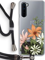 Case Company® - Hoesje met koord geschikt voor OnePlus Nord hoesje met Koord - Floral bouquet - Telefoonhoesje met Zwart Koord - Bescherming aan alle Kanten en Over de Schermrand
