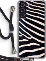 Case Company® - Hoesje met koord geschikt voor Samsung Galaxy S21 FE hoesje met Koord - Zebra - Telefoonhoesje met Zwart Koord - Bescherming aan alle Kanten en Over de Schermrand