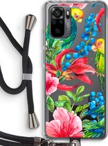 Case Company® - Hoesje met koord geschikt voor Xiaomi Redmi Note 10 Pro hoesje met Koord - Papegaaien - Telefoonhoesje met Zwart Koord - Bescherming aan alle Kanten en Over de Schermrand