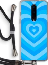 Case Company® - Hoesje met koord geschikt voor OnePlus 8 hoesje met Koord - Hart Blauw - Telefoonhoesje met Zwart Koord - Bescherming aan alle Kanten en Over de Schermrand
