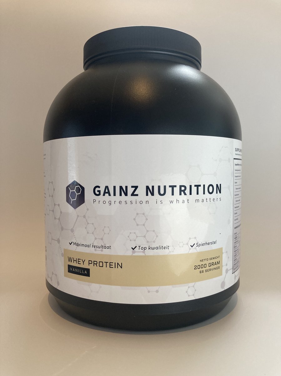 Gainz Nutrition Whey Protein - Proteïne poeder - Eiwitshake - Vanille - 2000 gram (66 shakes)