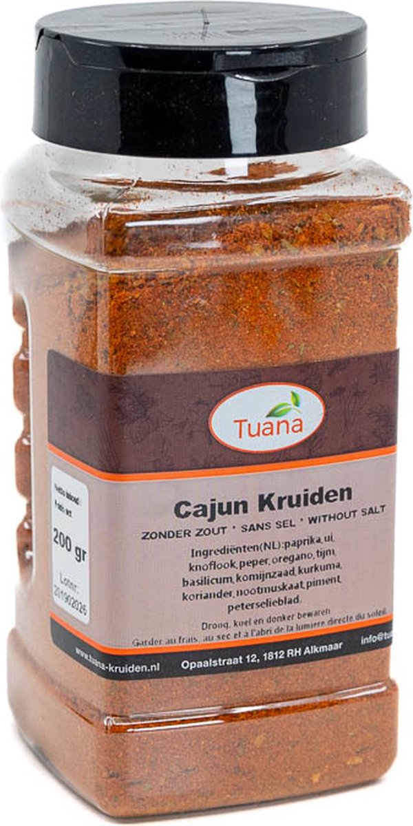 Goedkoopste Tuana Kruiden - Cajun Kruiden Zonder Zout - Strooibus 150 Gram - MP-C-0002