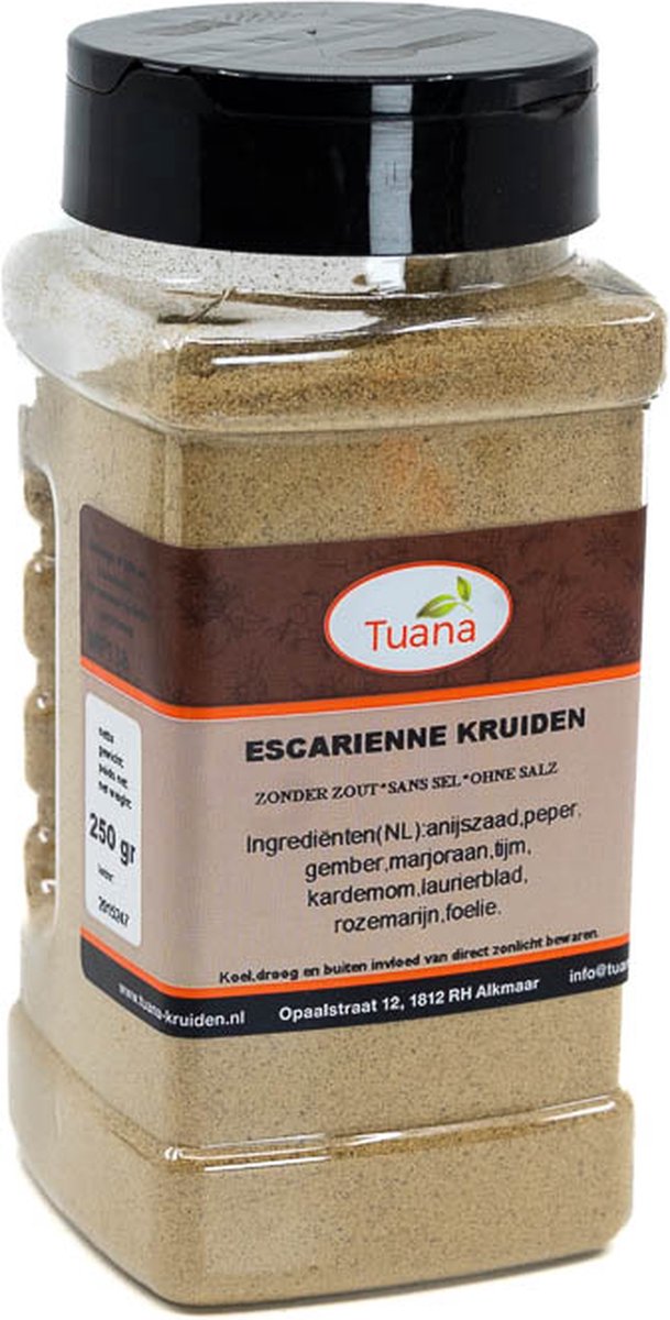 Goedkoopste Tuana Kruiden - Escarienne Kruiden - Strooibus 140 Gram - Kruiden Zonder Zout - MP-E-0001