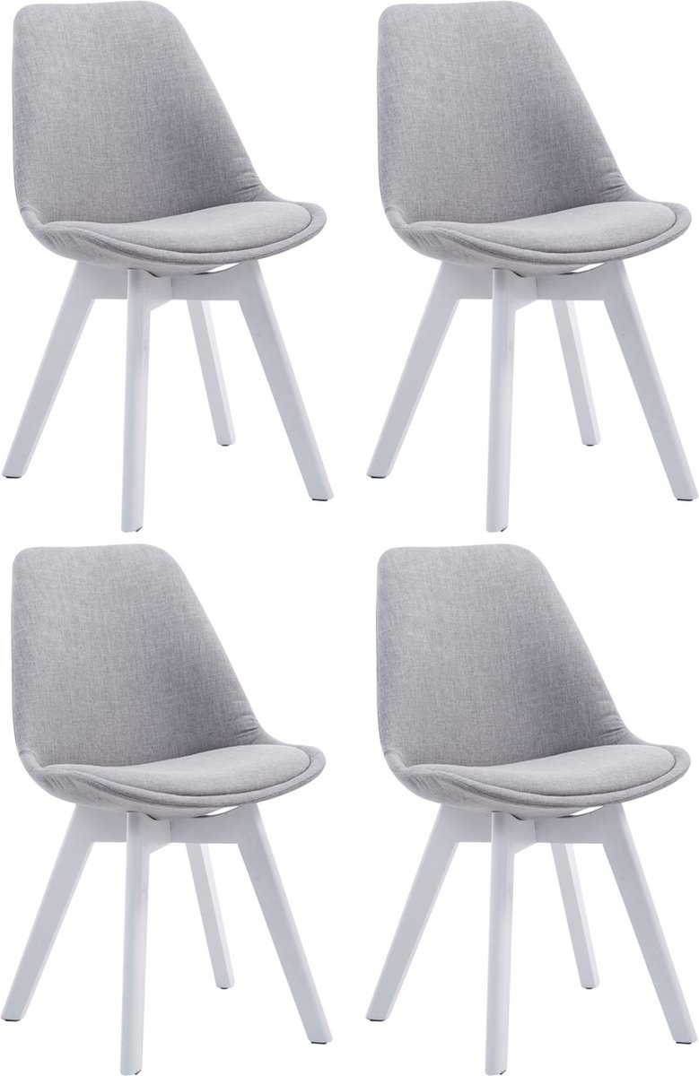 CLP Borneo V2 Set van 4 eetkamerstoelen - Stof grijs wit