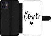 Bookcase Geschikt voor iPhone 12 Mini telefoonhoesje - Love - Spreuken - Quotes - Met vakjes - Wallet case met magneetsluiting