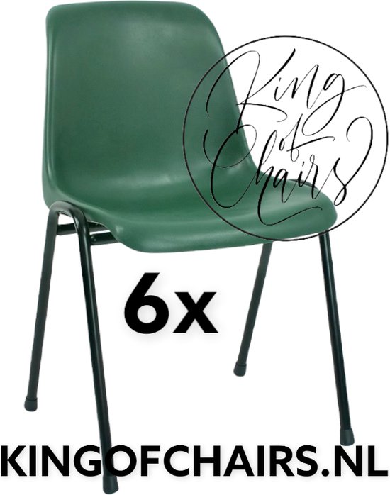 King of Chairs -set van 6- model KoC Daniëlle groen met zwart onderstel. Kantinestoel stapelstoel kuipstoel vergaderstoel tuinstoel kantine stapel stoel kantinestoelen stapelstoelen kuipstoelen De Valk 3360 keukenstoel schoolstoel eetkamerstoel
