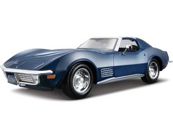 Modelauto Chevrolet Corvette 1970 blauw 1:24 - speelgoed auto schaalmodel