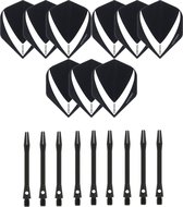 3 sets (9 stuks) Super Sterke – Wit/Clear - Vista-X – dart flights – inclusief 3 sets (9 stuks) - medium - Aluminium - zwart - dart shafts