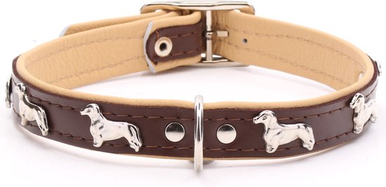 Dekking Fraude Peuter Dog's Companion - Leren halsband Teckel - Lengte: 45cm (35-41cmx20 mm),  Kleur: Bruin /... | bol.com