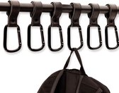 Brute Strength – Multifunctionele klittenband haak - Zwart - 6 stuks - Tassenhaak - Stroller straps – Buggy haak - Tassenhanger - Kinderwagen Tashaak – Buggy accessoires - Karabijnhaak - Golf handdoek haak - Musketonhaak