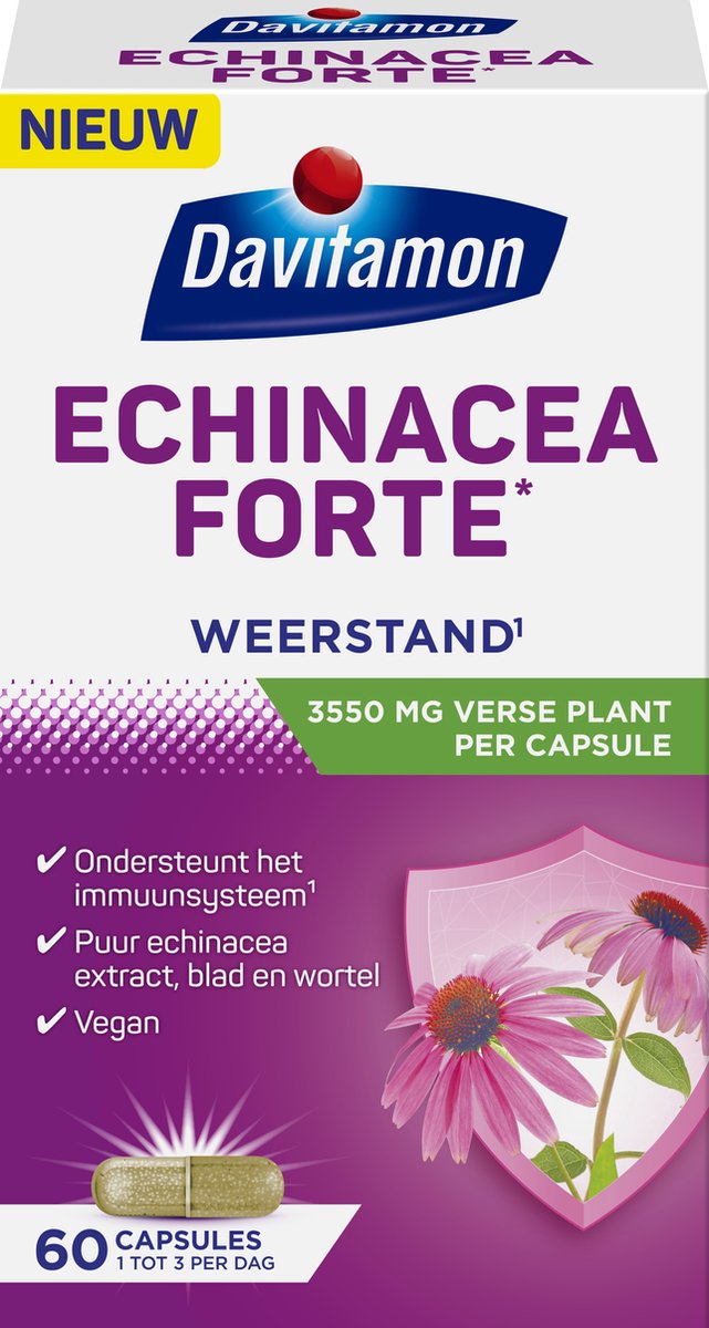 Goedkoopste Davitamon Echinacea Forte - VEGAN - Echinacea purpurea - 60 capsules - Voedingssupplement