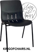 King of Chairs model KoC Denver zwart met zwart onderstel. Kantinestoel stapelstoel kuipstoel vergaderstoel tuinstoel kantine stoel stapel stoel tuin stoel kantinestoelen stapelstoelen kuipstoelen stapelbare keukenstoel Napels eetkamerstoel