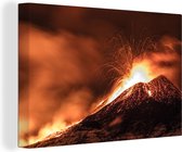 Canvas Schilderij Vulkaanuitbarsting onder woeste lucht - 60x40 cm - Wanddecoratie