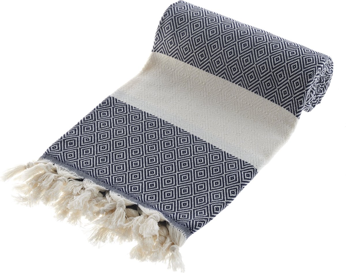 Strandlakens, Peshtemal strandlaken, Marineblauwe kleur (Code: 10), 100x180 cm Strandlaken, Turkse Peshtemal, Hamamdoek