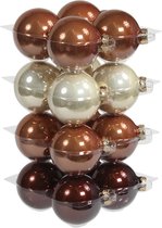 16x stuks kerstversiering kerstballen natuurtinten (opal natural) van glas - 8 cm - glans - Kerstboomversiering