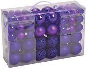 100x Boules de Noël incassables violettes 3, 4 et 6 cm - Brillant / mat / pailleté - Violet - Décoration / décoration sapin de Noël