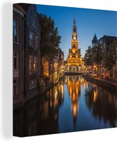 Reflet du Waag dans un canal en toile Alkmaar 90x90 cm - Tirage photo sur toile (Décoration murale salon / chambre)