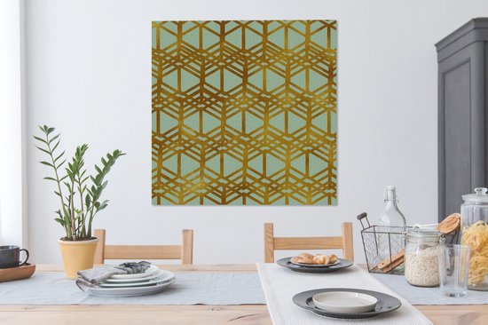 Canvas Schilderij Luxe - Goud - Patronen - 90x90 cm - Wanddecoratie