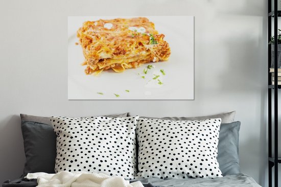 Lasagne sur toile fond blanc 2cm 90x60 cm - Tirage photo sur toile (Décoration murale salon / chambre)