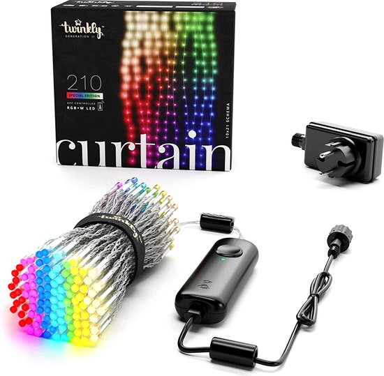 Twinkly Curtain Lichtgordijn – App-gestuurde - Slimme Verlichting - LED Gordijn - 210 RGBW - Binnen & Buiten (IP44) - Decoratie - Transparant