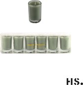 Home Society - 8 uurskaarsjes - Mini kaarsjes in glas - 6 stuks -Licht groen