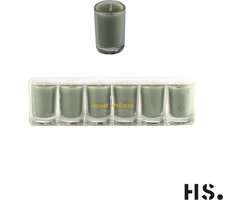 Home Society - 8 uurskaarsjes - Mini kaarsjes in glas - 6 stuks -Licht groen/Celadon