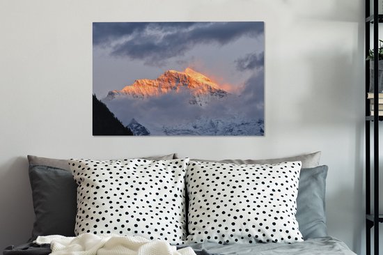 Coucher de soleil sur les Alpes suisses à l' Eiger Toile 90x60 cm - Tirage photo sur toile (Décoration murale salon / chambre)
