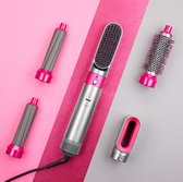 Dryze airstyler grey/pink edition - Inclusief leren opbergdoos - Krultang - Föhn - Airwrap - Föhnborstel en stijltang in 1