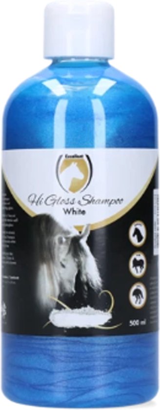 Excellent Hi Gloss Shampoo Wit - Kleurshampoo voor opleving van de eigen vachtkleur  - Geschikt voor paarden met een witte vacht - 500 ml - Holland Animal Care