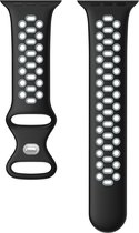 Siliconen bandje - geschikt voor Apple Watch Series 1/2/3/4/5/6/7/8/SE met case size 38/40/41 mm - zwart-grijs