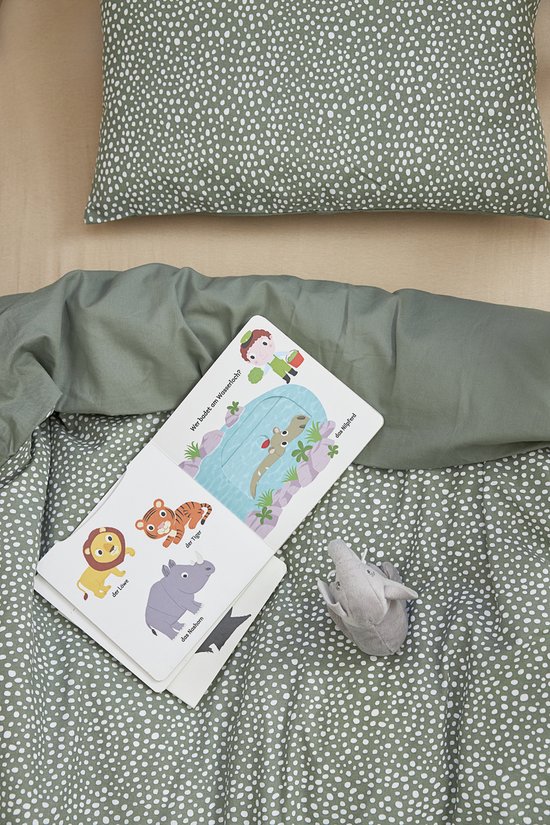Meyco Baby Cheetah/Uni dekbedovertrek ledikant - forest green - 100x135cm