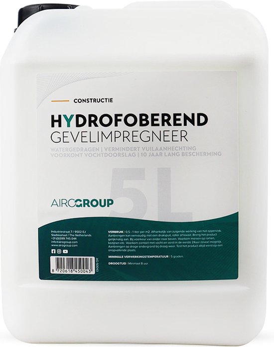 Airogroup Hydrofoberend Gevelimpregneer - Buitenmuur impregneer waterdicht - gevel impregneermiddel 5 liter