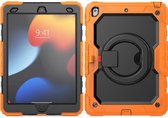 Mobigear - Tablethoes geschikt voor Apple iPad 9 (2021) Hardcase Backcover | Mobigear RingGuard | Schokbestendig iPad 9 (2021) Telefoonhoesje | Anti Shock Proof + Standaard - Zwart / Oranje