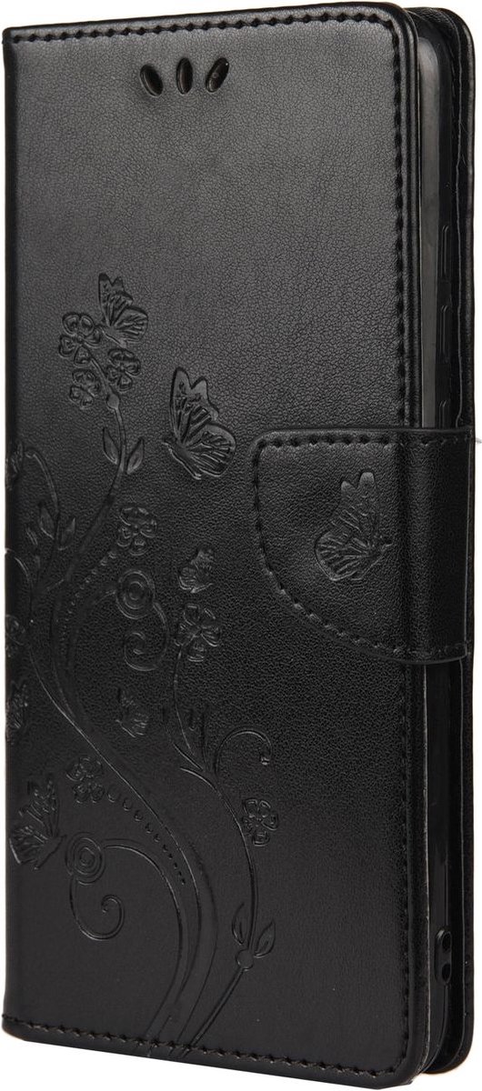 Mobigear Telefoonhoesje geschikt voor Samsung Galaxy A23 Hoesje | Mobigear Flowers Bookcase Portemonnee | Pasjeshouder voor 2 Pasjes | Telefoonhoesje voor Pinpas / OV Kaart / Rijbewijs - Zwart