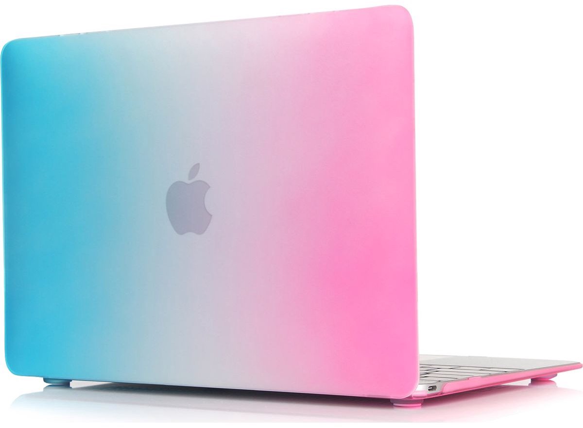 Mobigear Laptophoes geschikt voor Apple MacBook 12 Inch (2015-2017) Hoes Hardshell Laptopcover MacBook Case | Mobigear Rainbow Matte - Blauw / Roze - Model A1534