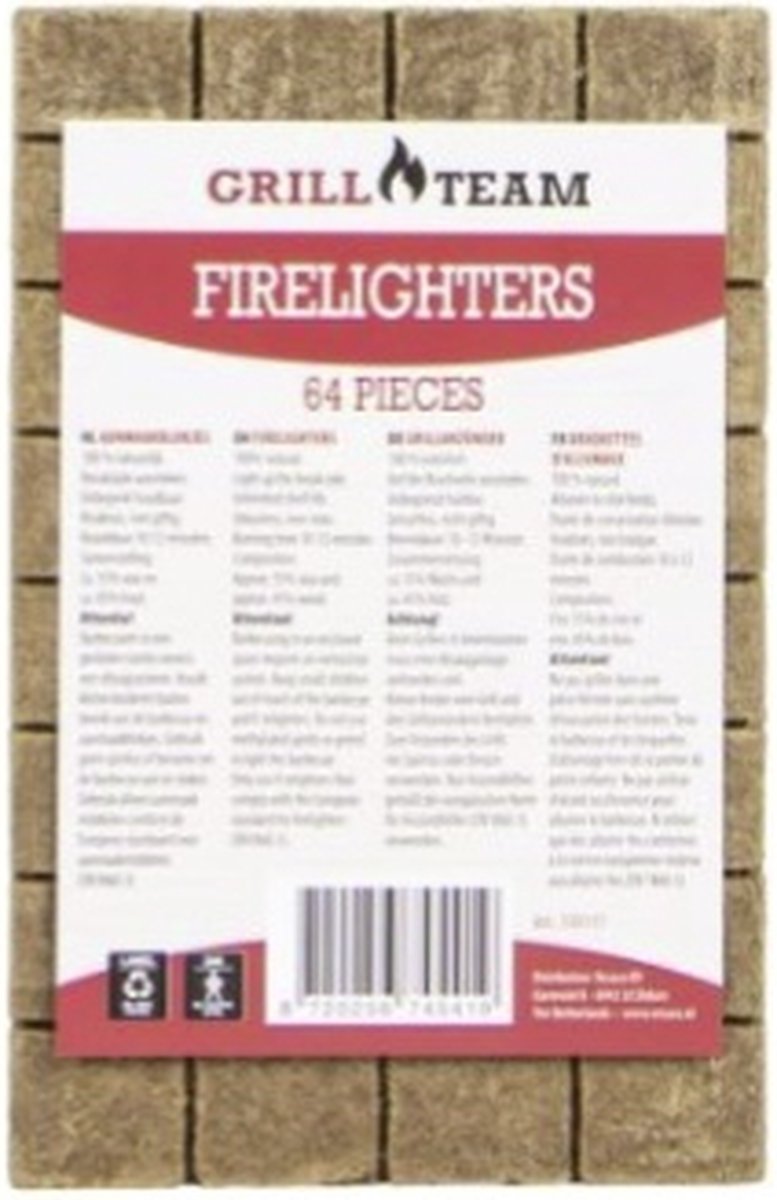GrillTeam Firelighters 64 stuks - Aanmaakblokjes - Starters