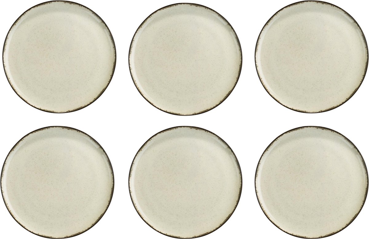 Cactula Kitchen Trend Creme ocean 24 cm ontbijtbord bord set van 6