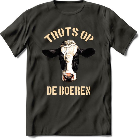 T-Shirt Knaller T-Shirt|Trots op de boeren / Boerenprotest / Steun de boer|Heren / Dames Kleding shirt Koe|Kleur Grijs|Maat L