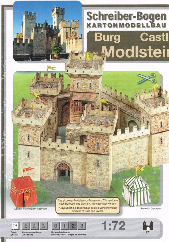 bouwplaat/modelbouw in karton: Kasteel Modlstein, schaal 1:72