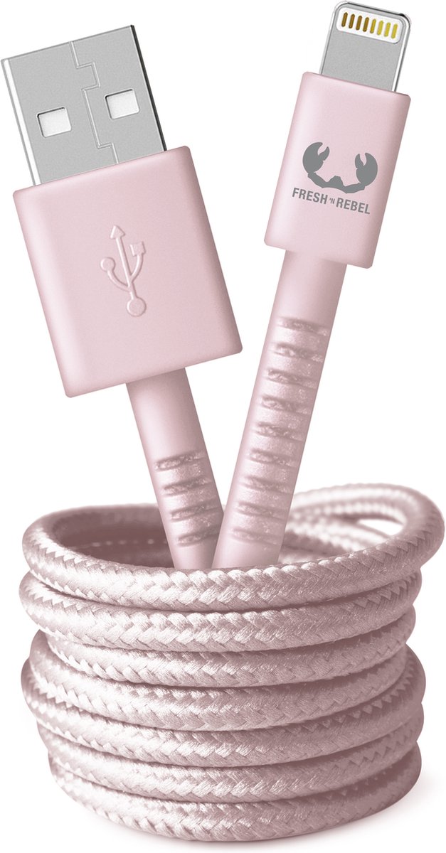 Fresh 'n Rebel - Usb naar Apple Lightning kabel - 2 meter hoge kwaliteit kabel - Smokey Pink