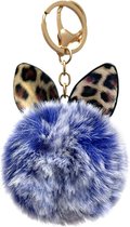 Porte-clés pendentif sphère pelucheuse - Accessoire clé/sac - bleu