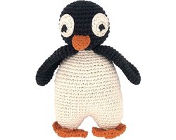 Luna-Leena duurzame knuffel pinguïn in zwart en gebroken wit - toy 0+ - in bio katoen - hand gehaakt in Nepal - penguin Olivia - knuffeldier - baby cadeau - geboorte - verjaardag - babyshower