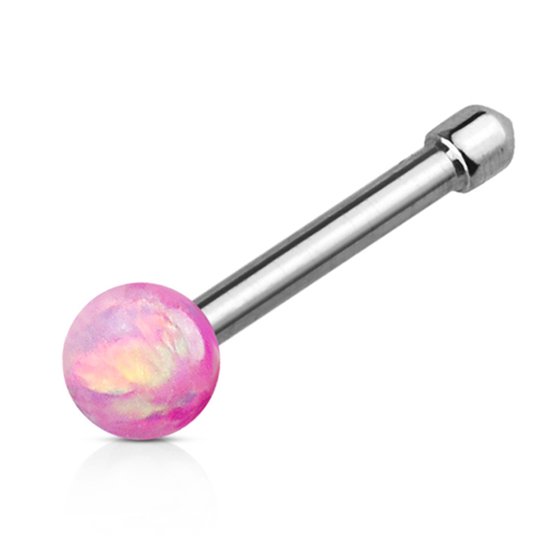 Neuspiercing zwart rond 2 mm met rode steen u-bocht - LMPiercings