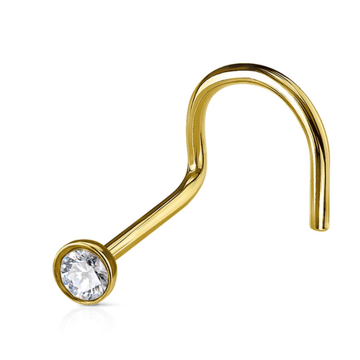Neuspiercing U-bocht 0.8x6x2.5 met ingelegd steentje - goud - LMPiercings