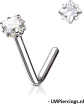 Neus piercing vierkant steentje wit