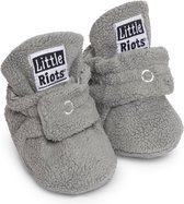 Little Riots - babyslofjes - fleece original - grijs - slofjes voor je baby, dreumes en peuter voor jongens en meisjes - 0-3 Maanden (9cm) - schoenmaat 13-15