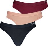 Apollo Dames String Rood/Roze/Blauw Bamboe 3-pack - Maat S